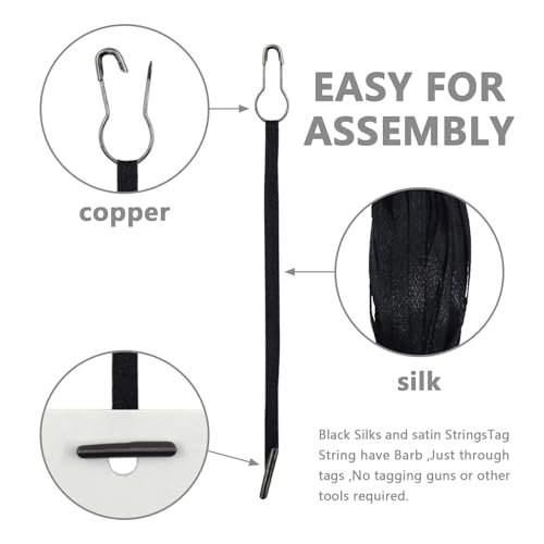 BDS-HOME 4.5 Inch 500pcs Hang Tag String Silks and Satin Strings, Safety Pin and Barb Fasteners for Clothing Hang Tags (Black) - Image 4