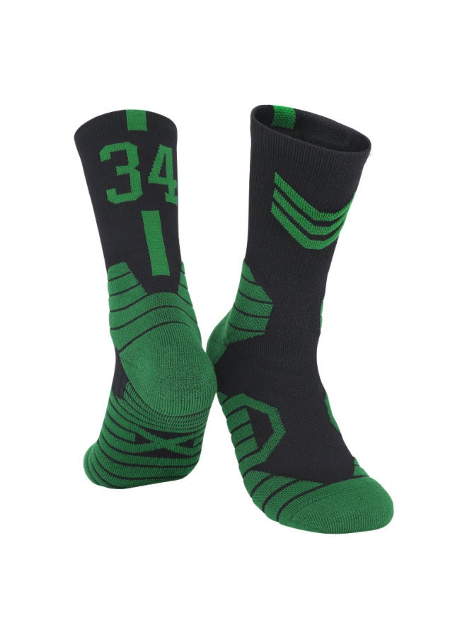 Practical Basketball Socks With Player Numbers For Men And Children, Sweat-Absorbent Non-Slip Mid-Calf Socks, Thick Towel Bottom Sports Socks