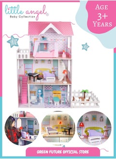 Luxury Wooden Dollhouse for Kids with Furniture Large Pretend Toy for Girls with Accessories Three-Story Role Play Playset with Rooms & Garden Pink - pzsku/Z7F0C6305704C8FA00652Z/45/_/1740645033/60b1fe8f-e71d-4744-a5f2-dea6fc782720