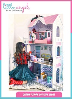 Luxury Wooden Dollhouse for Kids with Furniture Large Pretend Toy for Girls with Accessories Three-Story Role Play Playset with Rooms & Garden Pink - pzsku/Z7F0C6305704C8FA00652Z/45/_/1740645043/2ce92afc-2abe-49f7-8a22-20c1867e0be8