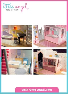 Luxury Wooden Dollhouse for Kids with Furniture Large Pretend Toy for Girls with Accessories Three-Story Role Play Playset with Rooms & Garden Pink - pzsku/Z7F0C6305704C8FA00652Z/45/_/1740645053/7474aa3a-8323-4fdc-8cb7-911704fce874