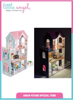 Luxury Wooden Dollhouse for Kids with Furniture Large Pretend Toy for Girls with Accessories Three-Story Role Play Playset with Rooms & Garden Pink - pzsku/Z7F0C6305704C8FA00652Z/45/_/1740645063/c7711a04-6ff0-4627-a9fe-8024ab1f60b0