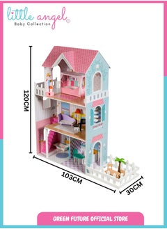 Luxury Wooden Dollhouse for Kids with Furniture Large Pretend Toy for Girls with Accessories Three-Story Role Play Playset with Rooms & Garden Pink - pzsku/Z7F0C6305704C8FA00652Z/45/_/1740645083/c973e5bd-0c1a-468b-9b81-b4dca941b3a7