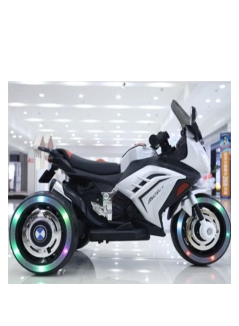 PENG GENERAL Kids Electric Motorcycle, 3 Wheel Battery Powered Ride On Motorcycle with LED Lights White - Image 5