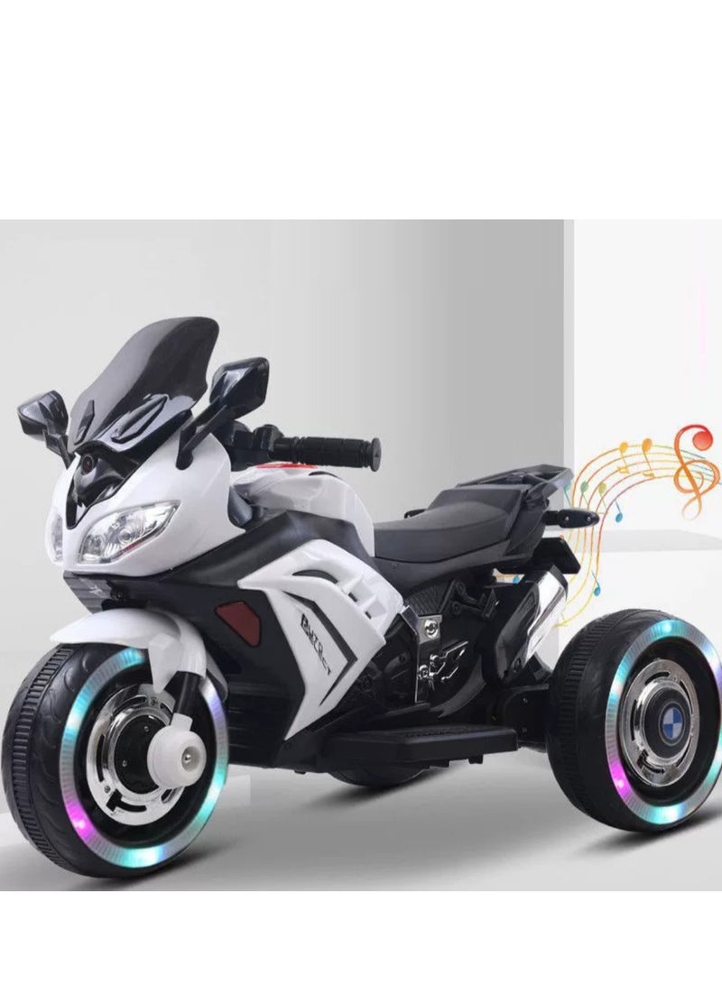 PENG GENERAL Kids Electric Motorcycle, 3 Wheel Battery Powered Ride On Motorcycle with LED Lights White - Image 4