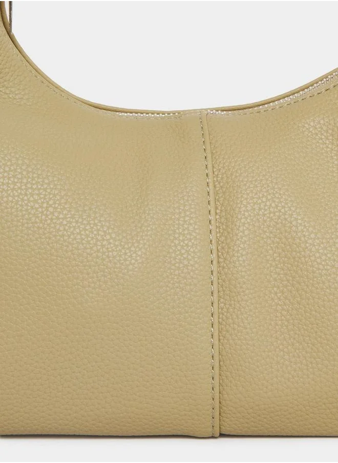 Styli Textured Shoulder Bag with Zip Closure