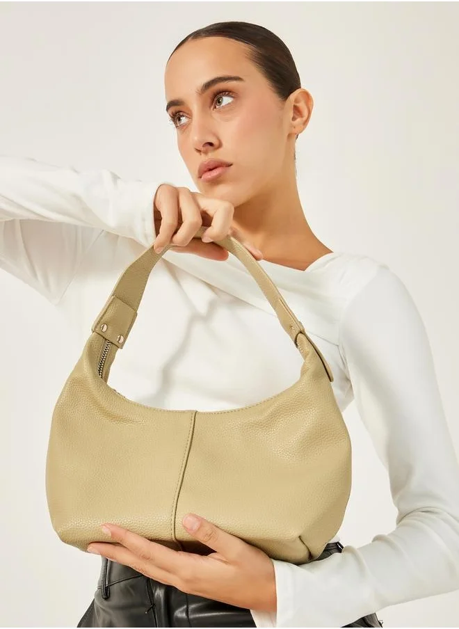 Styli Textured Shoulder Bag with Zip Closure