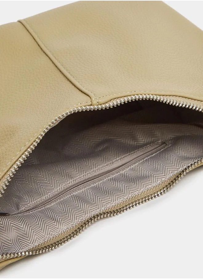 Styli Textured Shoulder Bag with Zip Closure