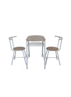DANUBE HOME Pancho 3 Piece Oval Dining Set Sturdy Kitchen Dining Table With 2 Dining Chairs 1+2 Seater Modern Design Furniture for Home Dining Room White & Sonoma  - Image 1
