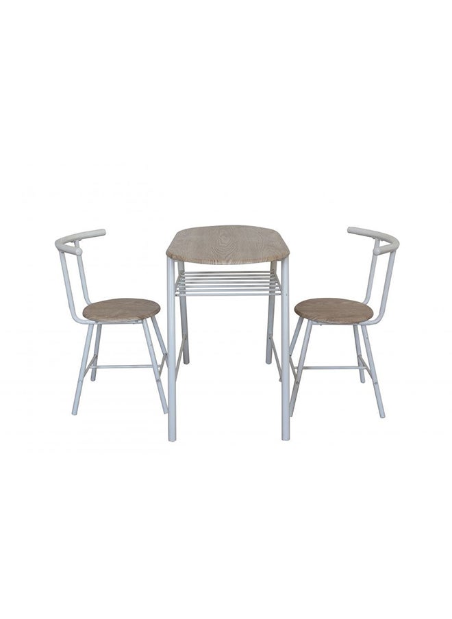 DANUBE HOME Pancho 3 Piece Oval Dining Set Sturdy Kitchen Dining Table With 2 Dining Chairs 1+2 Seater Modern Design Furniture for Home Dining Room White & Sonoma  - Image 1