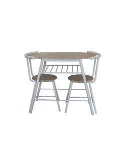 DANUBE HOME Pancho 3 Piece Oval Dining Set Sturdy Kitchen Dining Table With 2 Dining Chairs 1+2 Seater Modern Design Furniture for Home Dining Room White & Sonoma  - Image 3