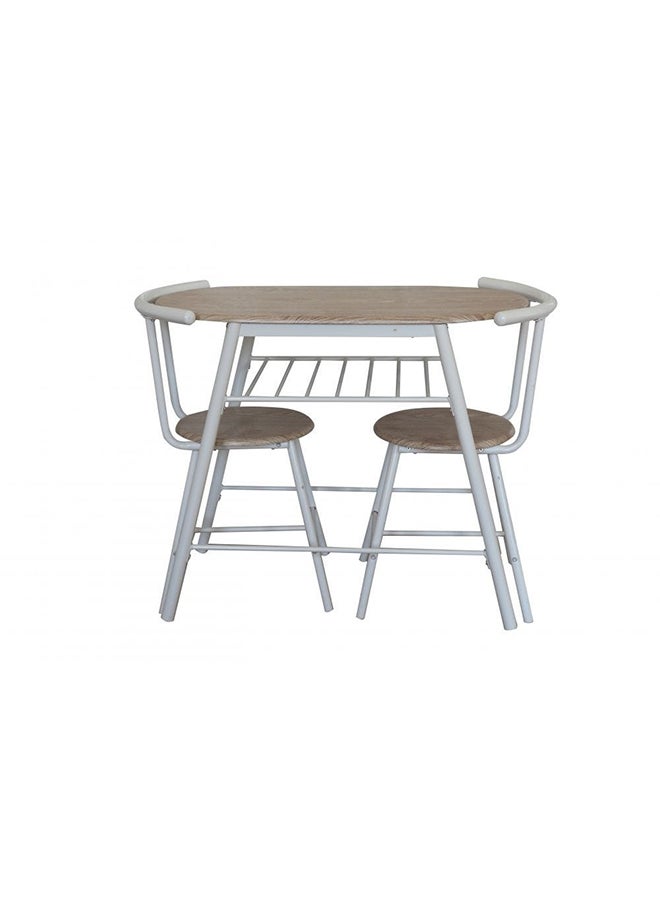DANUBE HOME Pancho 3 Piece Oval Dining Set Sturdy Kitchen Dining Table With 2 Dining Chairs 1+2 Seater Modern Design Furniture for Home Dining Room White & Sonoma  - Image 3