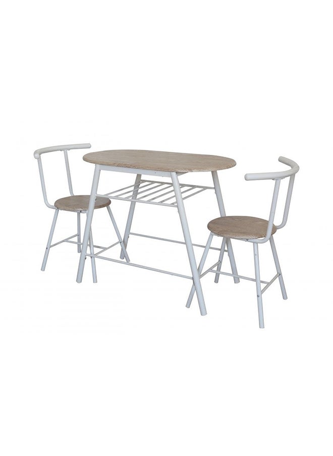 DANUBE HOME Pancho 3 Piece Oval Dining Set Sturdy Kitchen Dining Table With 2 Dining Chairs 1+2 Seater Modern Design Furniture for Home Dining Room White & Sonoma  - Image 4