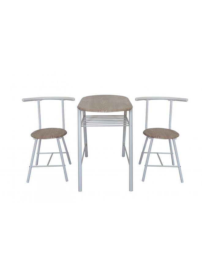 DANUBE HOME Pancho 3 Piece Oval Dining Set Sturdy Kitchen Dining Table With 2 Dining Chairs 1+2 Seater Modern Design Furniture for Home Dining Room White & Sonoma  - Image 2