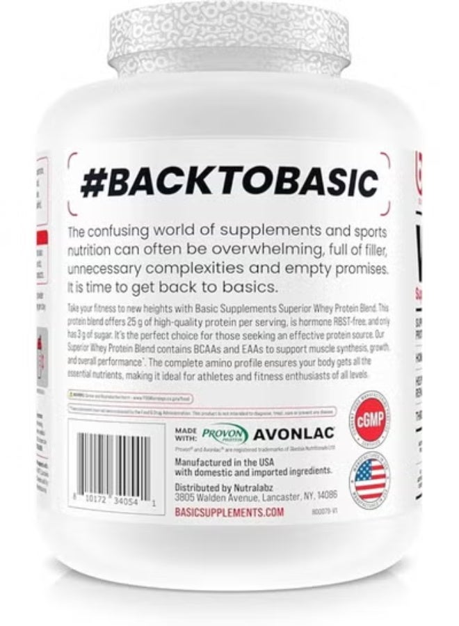 Basic Supplement Whey Protein Powder, 25g Protein, Complete Amino Acid Profile, Gluten-Free, Low Fat, RBST-Free, Supports Muscle Recovery & Antibody Health (5LB, Vanilla) - Image 3