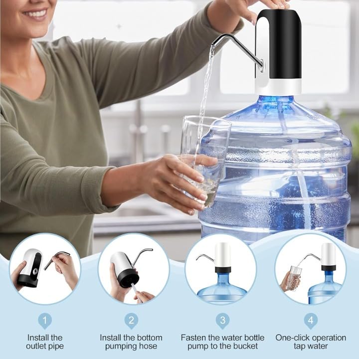 TEKCOOL Automatic Water Dispenser Pump for 20 Litre Bottle | Portable USB Rechargeable Water Pump Dispenser for Home, Office & Outdoors | Water Can Pump for 20 Litre | Water Can Dispenser, Multicolor - Image 5