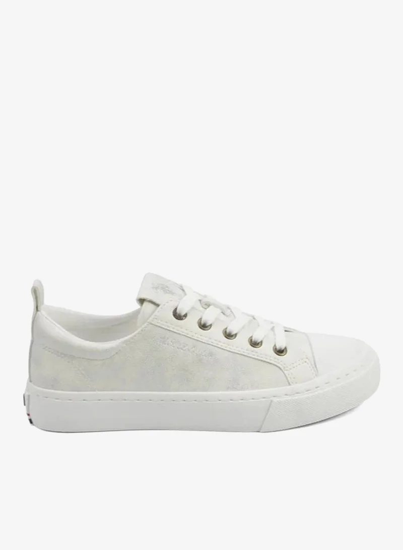 U.S. Polo Assn. Women’s White Casual Sneakers | Lightweight Lace-Up Fashion Shoes | Comfortable Everyday Walking Sneakers for Women | Stylish Low-Top Trainers