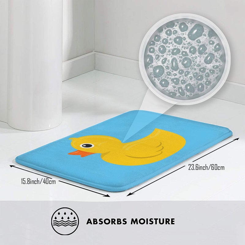 Yaateeh Yellow Rubber Duck Blue Water Bath Mat Non-Slip Absorbent Velvet Bathroom Rug Carpet Rugs for Entrance Indoor Doormat Mats One Size - Image 4