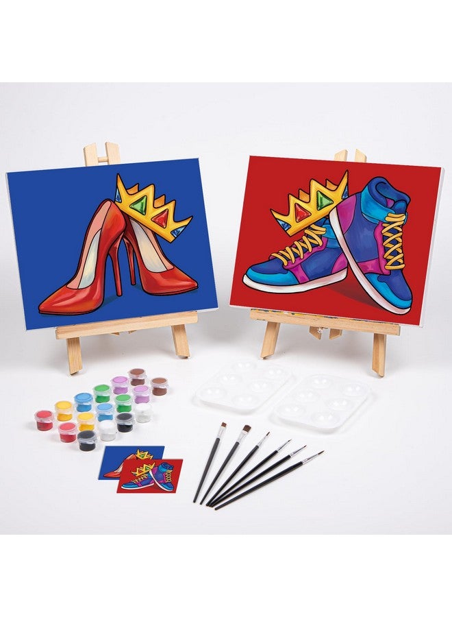 VOCHIC Couples Paint Party Kits Pre Drawn Canvas For Adults For Paint And Sip Date Night Games For Couples Painting Kit 8X10 Crown High Heel Sneakers(2 Pack) - Image 2
