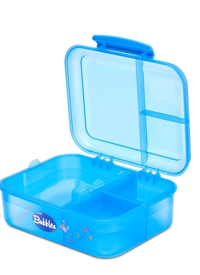 Bubbles - Bubbles Hero 4-Compartment Leak-Proof Lunch Box - Ideal Portion Sizes children and adults Durable, Drop-Proof, Dishwasher Safe, BPA-Free, & Made with Food-Safe Materials (Blue) 1.65 liter - Image 1