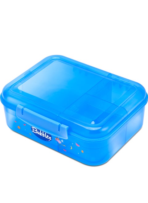 Bubbles Hero 4-Compartment Leak-Proof Lunch Box - Ideal Portion Sizes children and adults Durable, Drop-Proof, Dishwasher Safe, BPA-Free, & Made with Food-Safe Materials (Blue) 1.65 liter