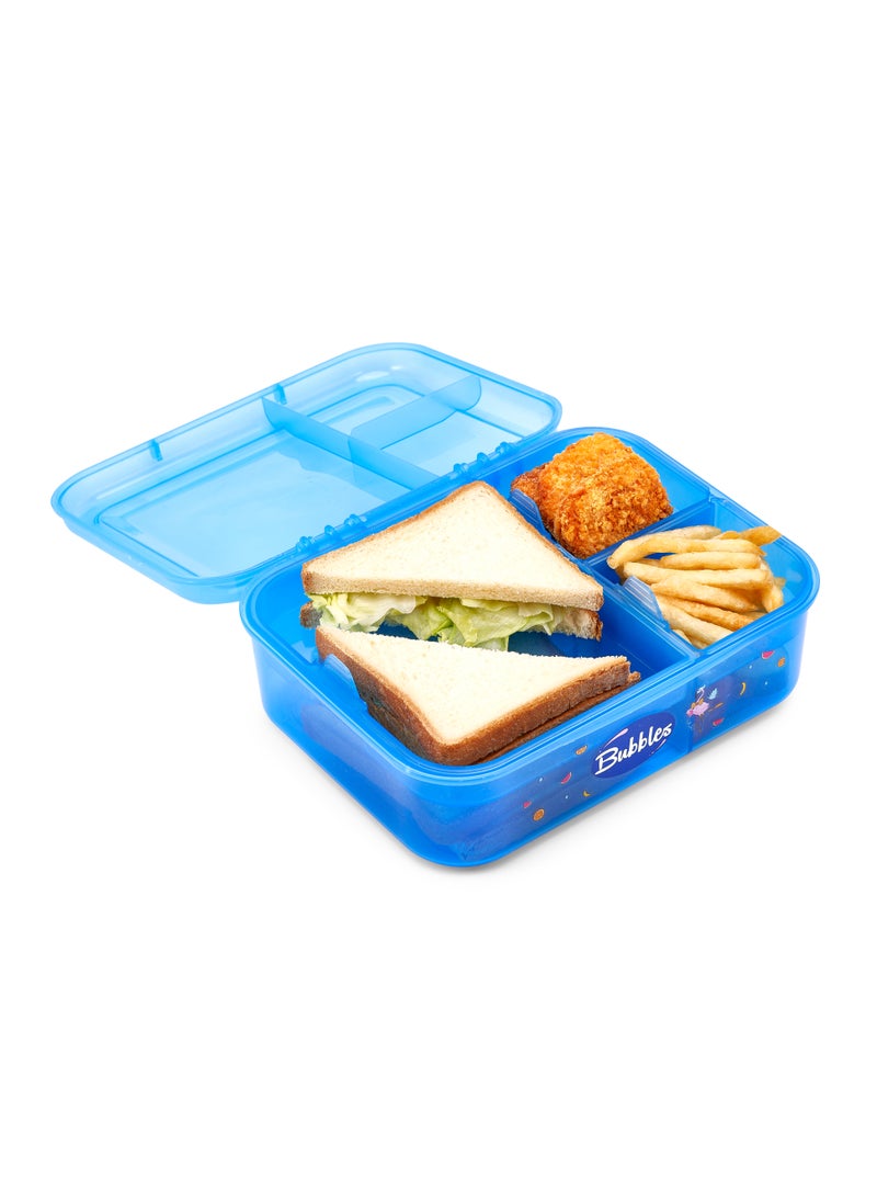 Bubbles - Bubbles Hero 4-Compartment Leak-Proof Lunch Box - Ideal Portion Sizes children and adults Durable, Drop-Proof, Dishwasher Safe, BPA-Free, & Made with Food-Safe Materials (Blue) 1.65 liter - Image 1