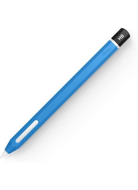 جراب وغطاء قلم رصاص كلاسيكي لجهاز Apple Pencil من الجيل الثاني، تصميم كلاسيكي، متوافق مع الشحن المغناطيسي والضغط المزدوج - HB أزرق
