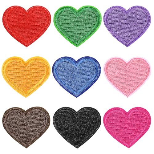 XFSAFDM 27 Pcs Patch for Clothes, Iron On Patches for Torn Clothes, Heart Embroidered Fabric Stickers, Heat and Bond Adhesive, DIY Fashion Accessories for Teens and Young Adults - Image 1