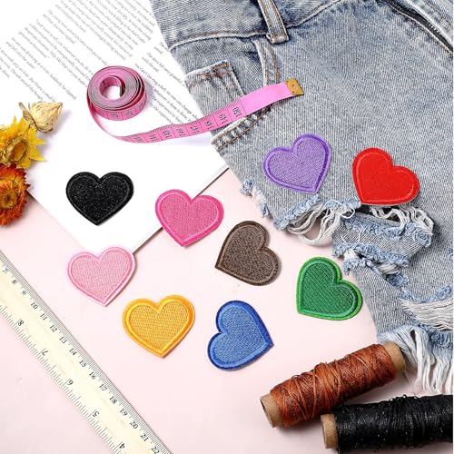 XFSAFDM 27 Pcs Patch for Clothes, Iron On Patches for Torn Clothes, Heart Embroidered Fabric Stickers, Heat and Bond Adhesive, DIY Fashion Accessories for Teens and Young Adults - Image 5