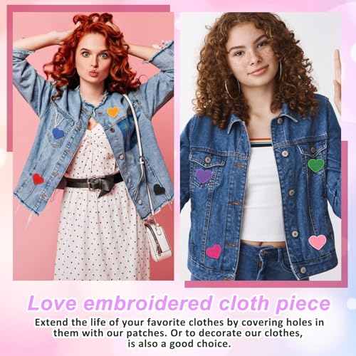 XFSAFDM 27 Pcs Patch for Clothes, Iron On Patches for Torn Clothes, Heart Embroidered Fabric Stickers, Heat and Bond Adhesive, DIY Fashion Accessories for Teens and Young Adults - Image 4