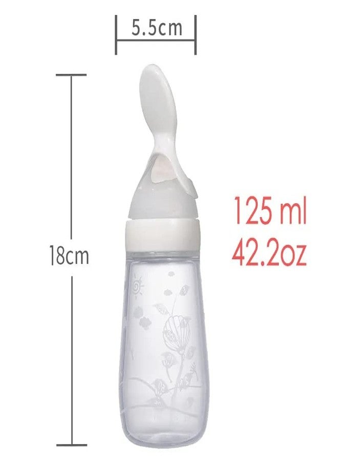 Moppets 4 Ounce Sqeezy Baby First Food/Cereal Feeder Bottle with Ultra-Soft Silicone Spoon (WHITE) - Image 3