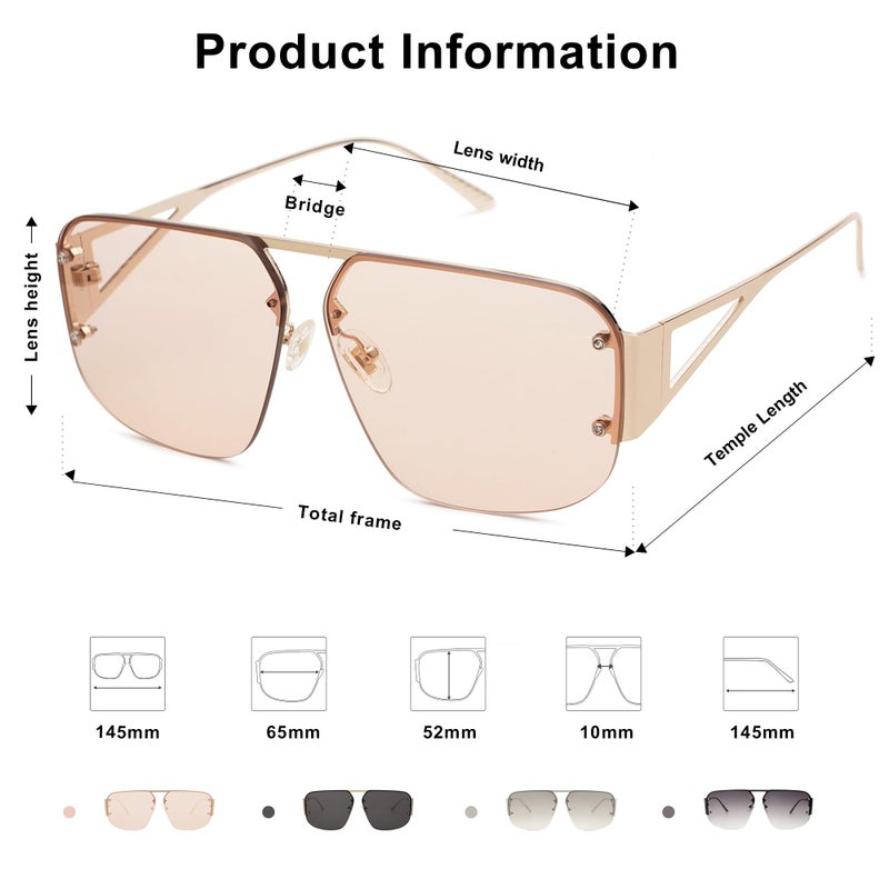 SOJOS Trendy Aviator Sunglasses Mens Womens Retro Metal Rimless Frame Shades Lentes De Sol Para Mujer SJ1192 Brown - Image 5