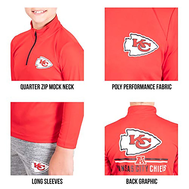 Ultra Game NFL Official Youth Super Soft Quarter Zip Long Sleeve T-Shirt, Houston Texans, Team Color, 8 - Image 4