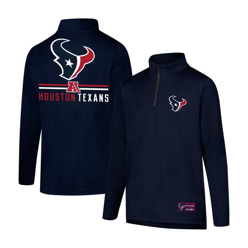Ultra Game NFL Official Youth Super Soft Quarter Zip Long Sleeve T-Shirt, Houston Texans, Team Color, 8 - Image 1