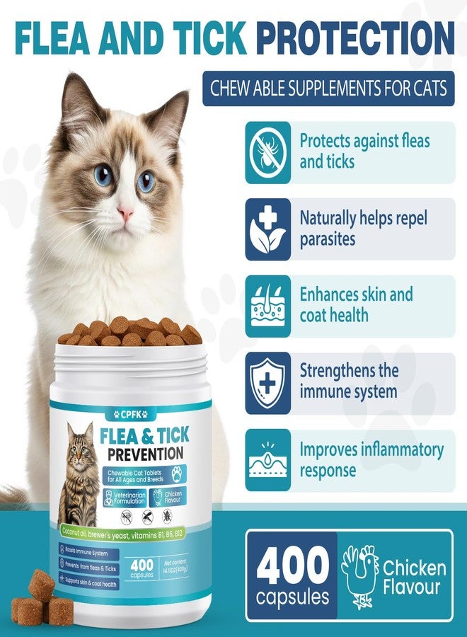 CPFK Chewable Flea Treatment for Cats Flea and Tick Prevention for Cats Chewables Fleas Chewables for Cat of All Breeds and Ages 400 Chewable Tablets - Image 2