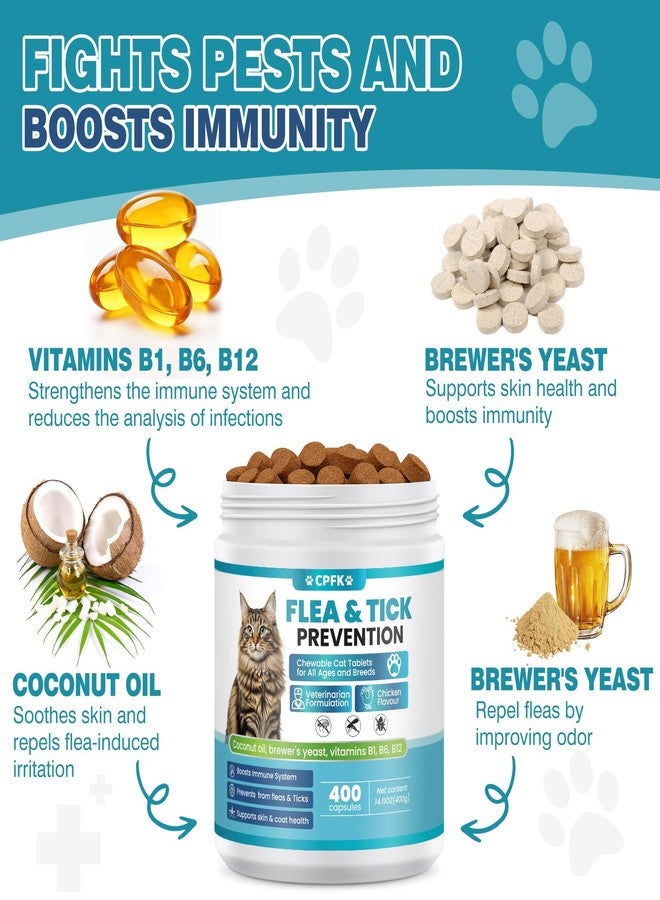CPFK Chewable Flea Treatment for Cats Flea and Tick Prevention for Cats Chewables Fleas Chewables for Cat of All Breeds and Ages 400 Chewable Tablets - Image 4