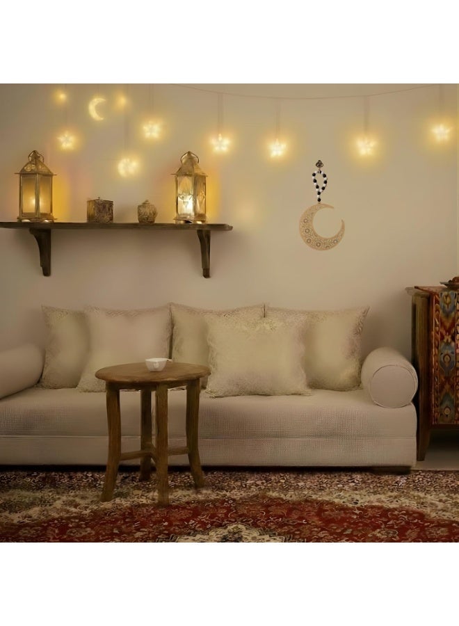 Wooden Hollow Crescent Hanging Décor with Hook – Gold DRKM-2000-6 - Image 3