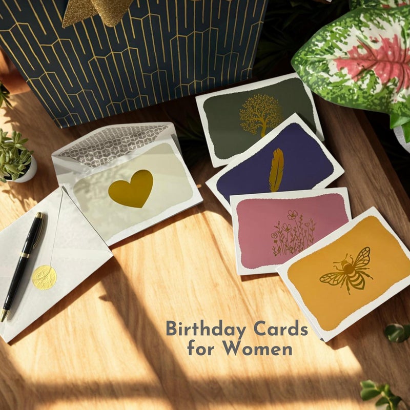 SETTINI Blank Note Cards,18 Pack All Occasion Assorted Greeting Cards, 9 Gold Foil Designs with Stickers and Envelopes 6" x 4" For Thank You, Birthday and All Occasion Cards - Image 4