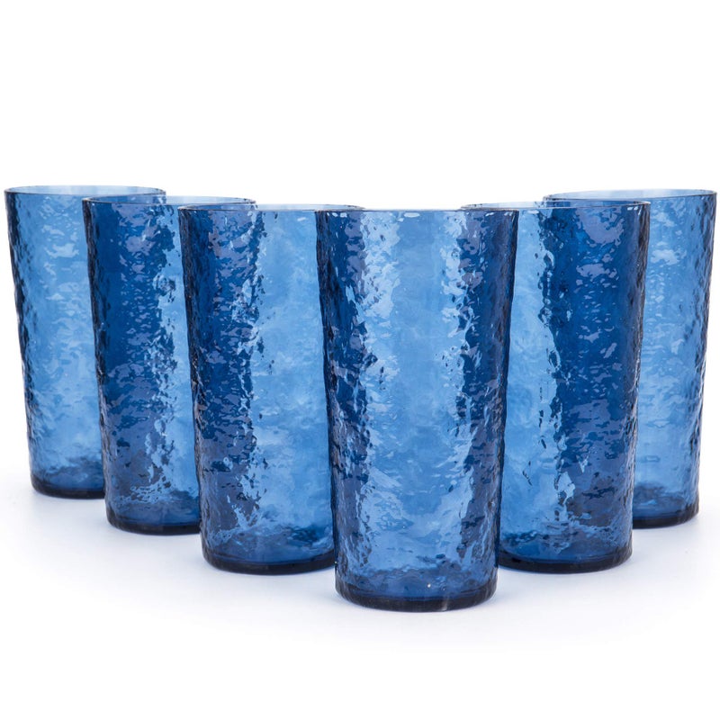 KXWARE 18ounce Acrylic Highball Glasses Plastic Tumbler set of 6 Blue
