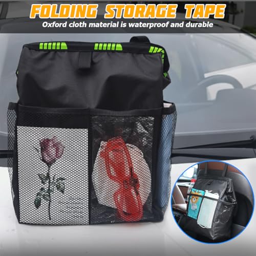 FALVFUN Car Trash Bag, Leak-Proof Large Capacity 3.4 Gallons Hanging Vehicle Trash Bin with Storage Pocket, Multipurpose Portable Auto Garbage Bag for Travel, Universal Fit (Black) - Image 4