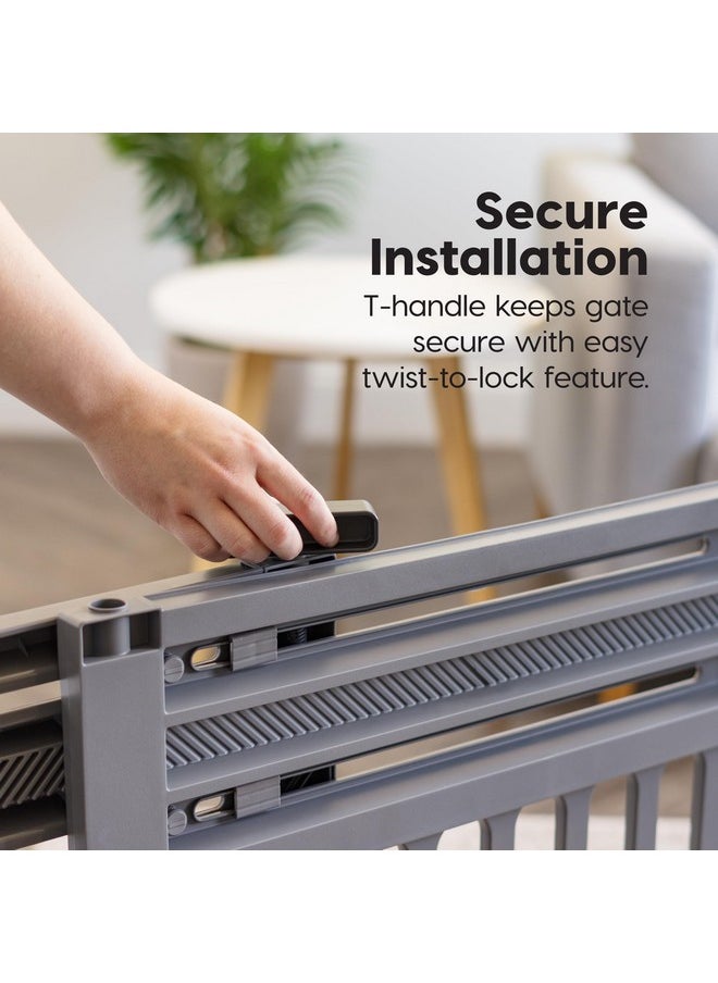 IRIS IRIS USA 24"-39" Portable Expandable Pet Gate, Adjustable Pet Barrier for Puppy Small Dog Fits Most Doorways Easy Twist-to-Lock Feature Heavy-Duty Molded Plastic 25" Tall, Gray  - Image 3