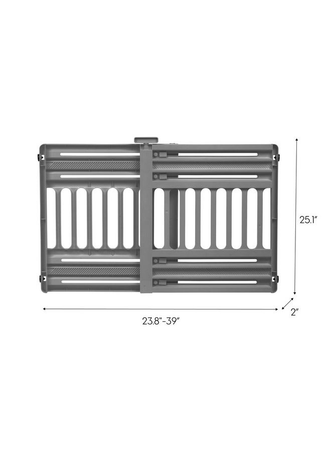 IRIS IRIS USA 24"-39" Portable Expandable Pet Gate, Adjustable Pet Barrier for Puppy Small Dog Fits Most Doorways Easy Twist-to-Lock Feature Heavy-Duty Molded Plastic 25" Tall, Gray  - Image 1