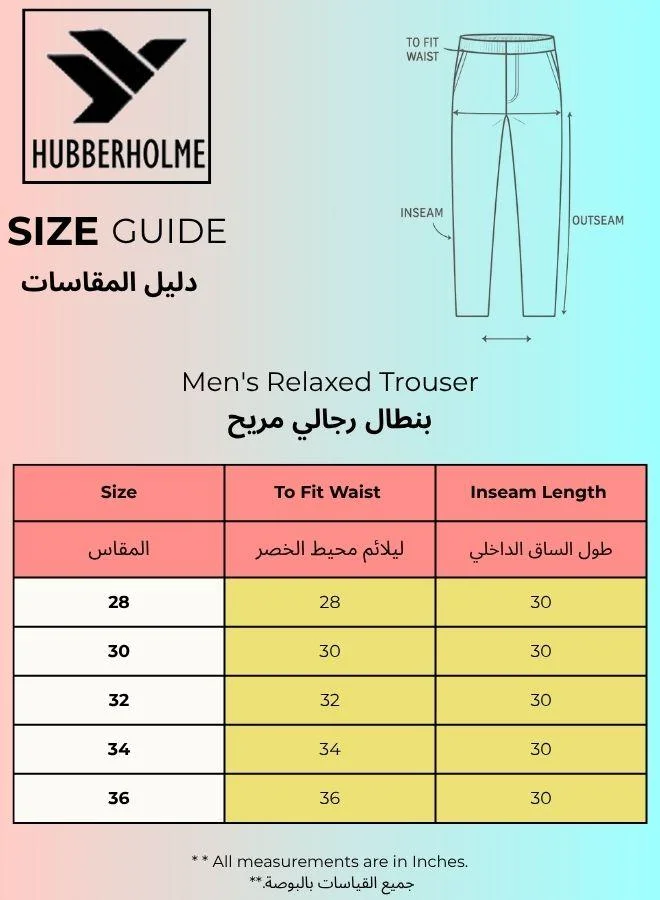 Hubberholme  Men's Charcoal Cotton Blend Solid Pattern Full Length Cargo Relaxed Trouser for Men | Best Price UAE