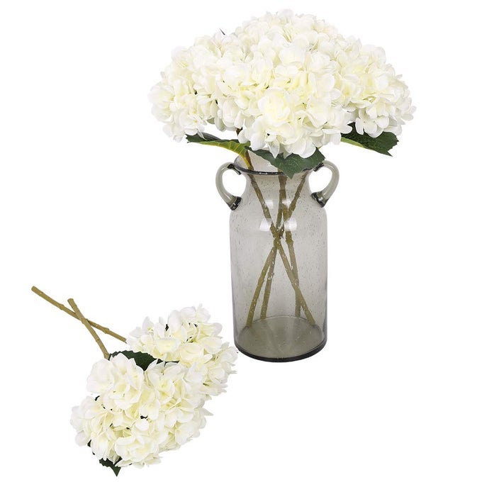 6PCS WHITE HYDRANGEA ARTIFICIAL FLOWERS FAUX HYDRANGEA FLOWERS FAKE SILK FLOWERS FOR TABLE CENTERPIECE SILK HYDRANGEA FLOWERS WITH STEMS FOR HOME WEDDING PARTY DECOR
