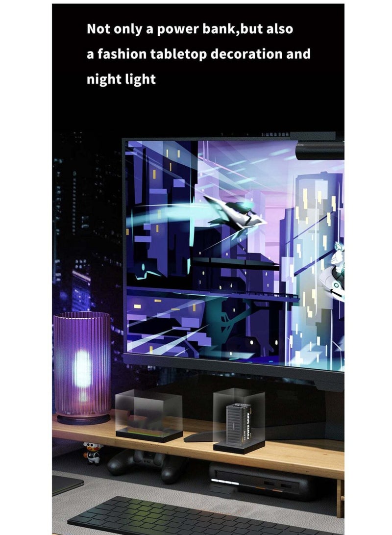 وبو 22.5 واط شحن سريع حاوية صغيرة محمولة قوة البنك 10000 مللي أمبير شاشة رقمية مزدوجة ضوء LED مع حبال النايلون - أسود - Image 5