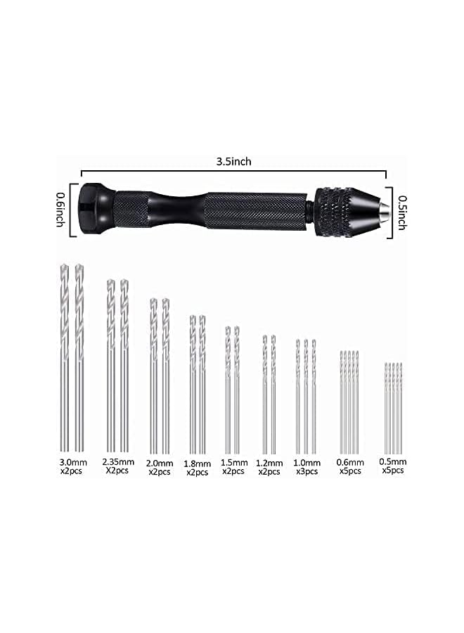 PROMASS 36 PCS Pin Vises Hand Drill Bit Set for Jewelry Making, Include Hand Drill, Mini Micro Drill and Twist Drills for Resin Casting Molds Diamond Tipped Bead Plastic Wood Keychain Pendant  - Image 4