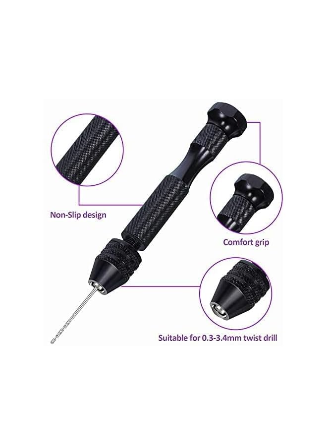 PROMASS 36 PCS Pin Vises Hand Drill Bit Set for Jewelry Making, Include Hand Drill, Mini Micro Drill and Twist Drills for Resin Casting Molds Diamond Tipped Bead Plastic Wood Keychain Pendant  - Image 5
