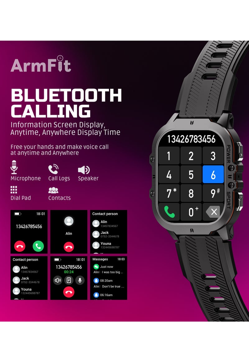 ارمفيت ساعة ذكية CODE26 للرجال مع شاشة Amoled دائمًا تعمل بالبلوتوث ومكالمات اللياقة البدنية مقاومة للماء لنظام Android iOS - Image 3