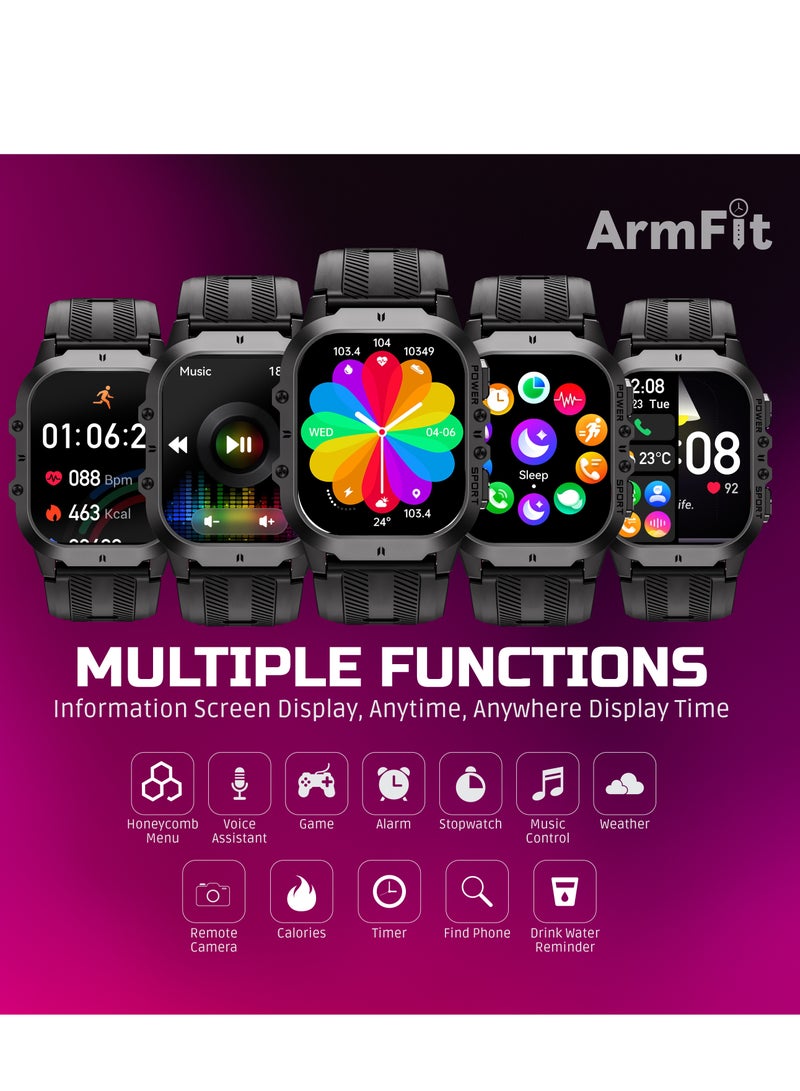 ارمفيت ساعة ذكية CODE26 للرجال مع شاشة Amoled دائمًا تعمل بالبلوتوث ومكالمات اللياقة البدنية مقاومة للماء لنظام Android iOS - Image 4