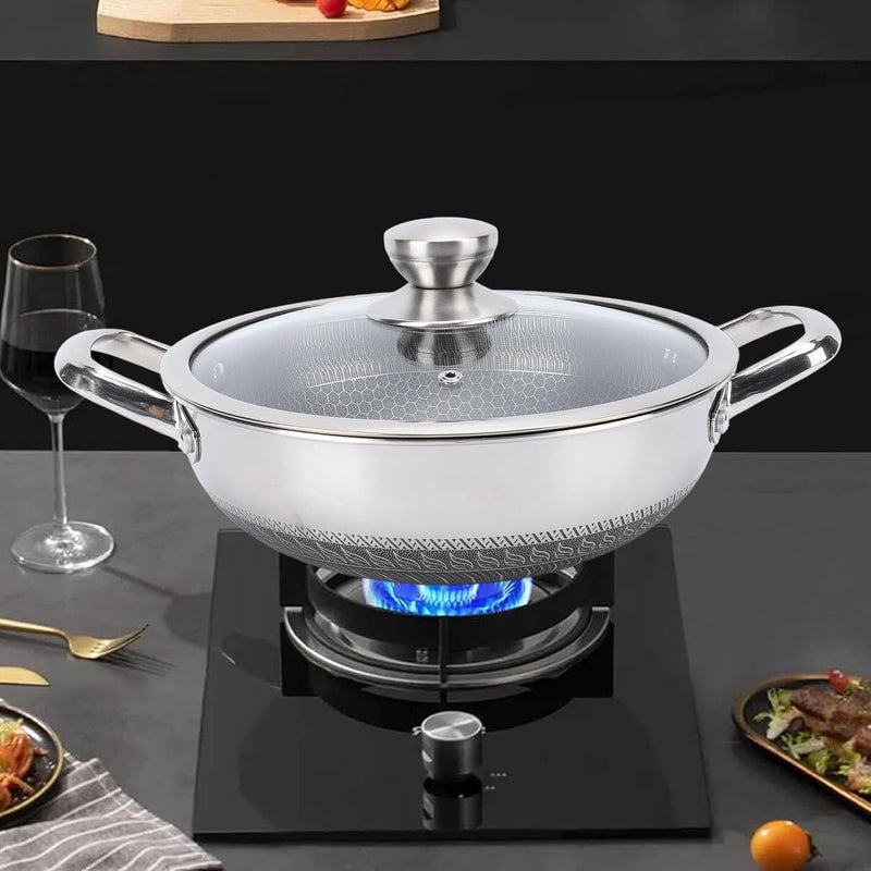 Ashata Nonstick Frying Pan Skillet with Lid, Non Stick Fry Pan 316 Stainless Steel Skillet Induction Cooker Gas Range Compatible, Double Sided Honeycomb, Dishwasher (30cm) - Image 5
